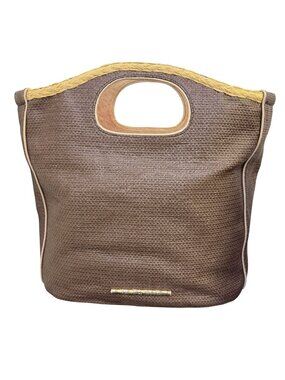 Elaine Turner Brown Woven Tote Bag With Braided Handle